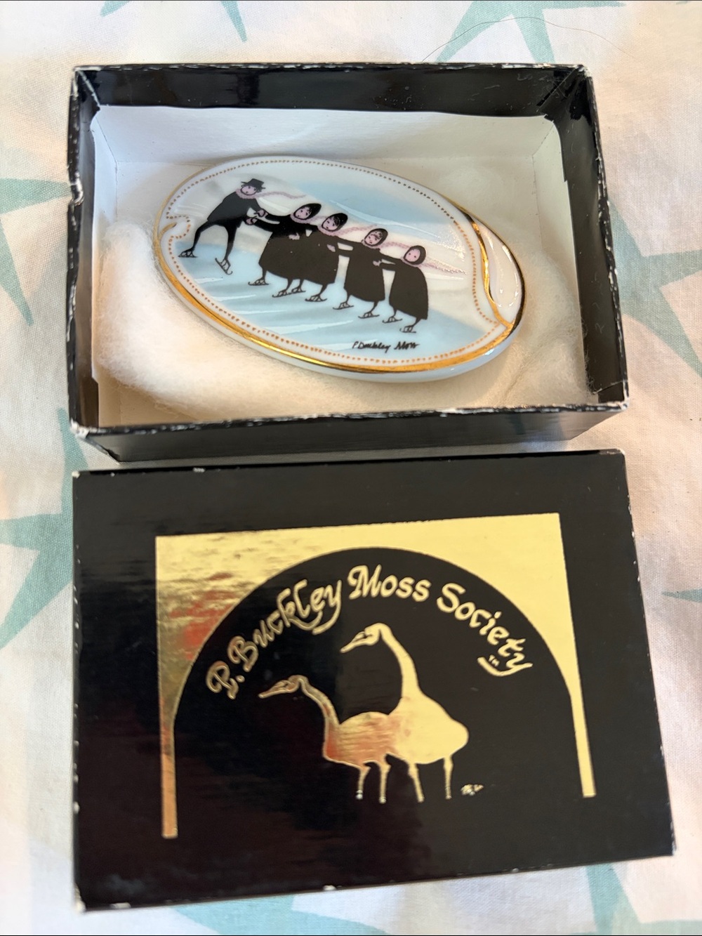 P Buckley Moss Original Porcelain pin .